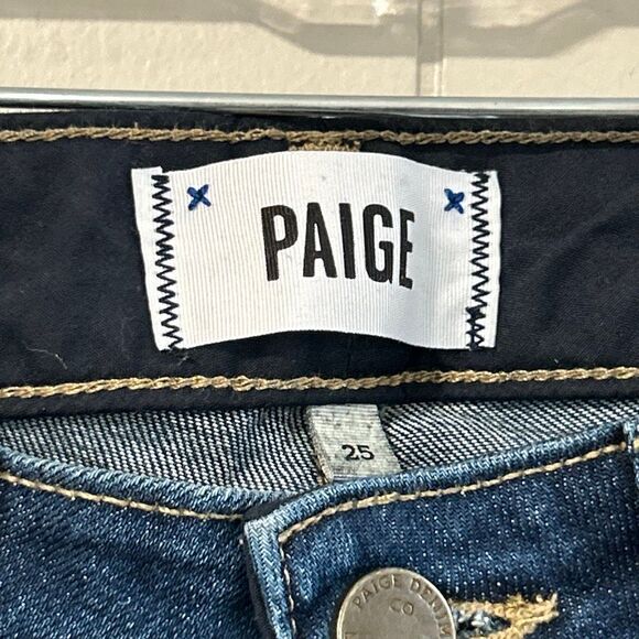 Paige Denim Flare Jeans Size 25 Dark Wash | Premium Stretch Bootcut Mid Rise - Picture 4 of 11